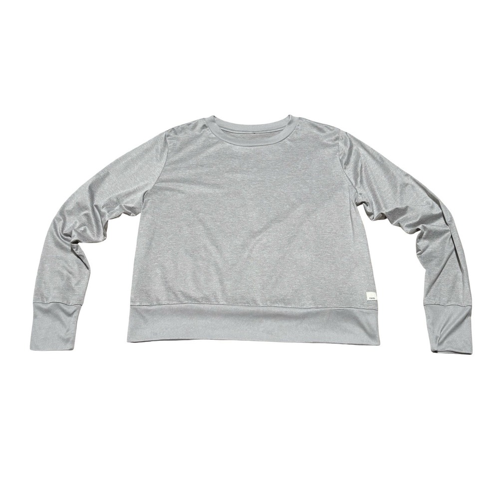 Vuori Women's Long Sleeve Yoga Training Gym Shirt Gray Cropped Large 21.5 x 22